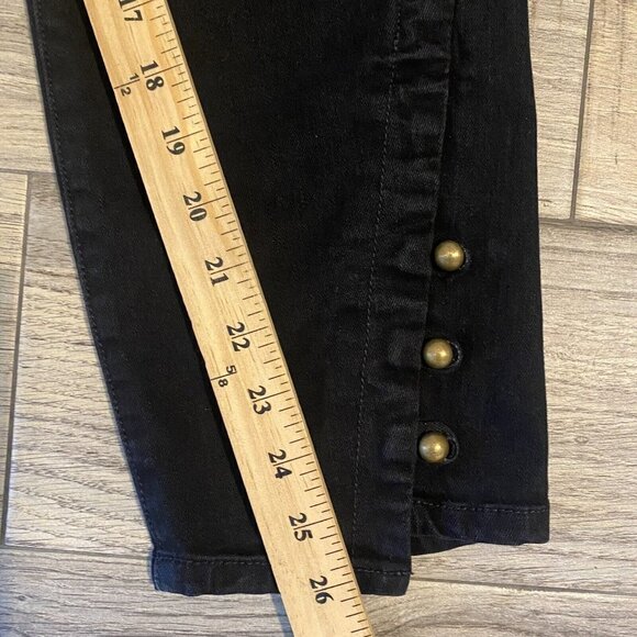 Joie Women's Size 31 Tiesa Button Cuff Step Hem Crop Black Mid Rise Jeans - Picture 7 of 10